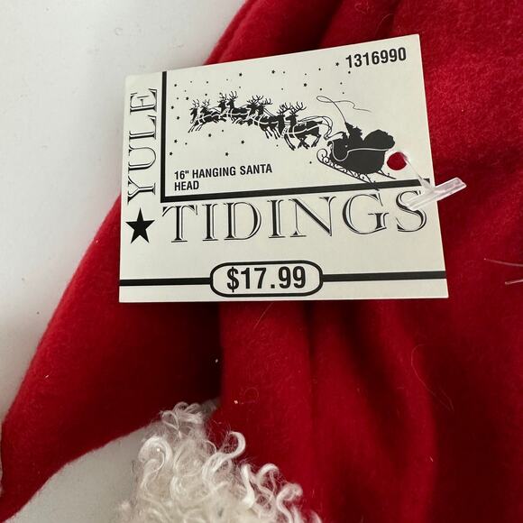 Gerson Int Hanging Christmas Santa Head 16" Red Yule Tidings Fabric Glittered - Picture 9 of 11